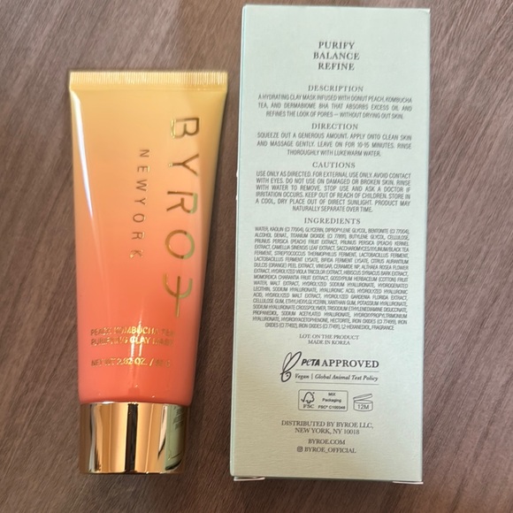 ***Price Drop***NIB-BYROE Peach Kombucha Tea Purifying Clay Mask - Picture 2 of 3